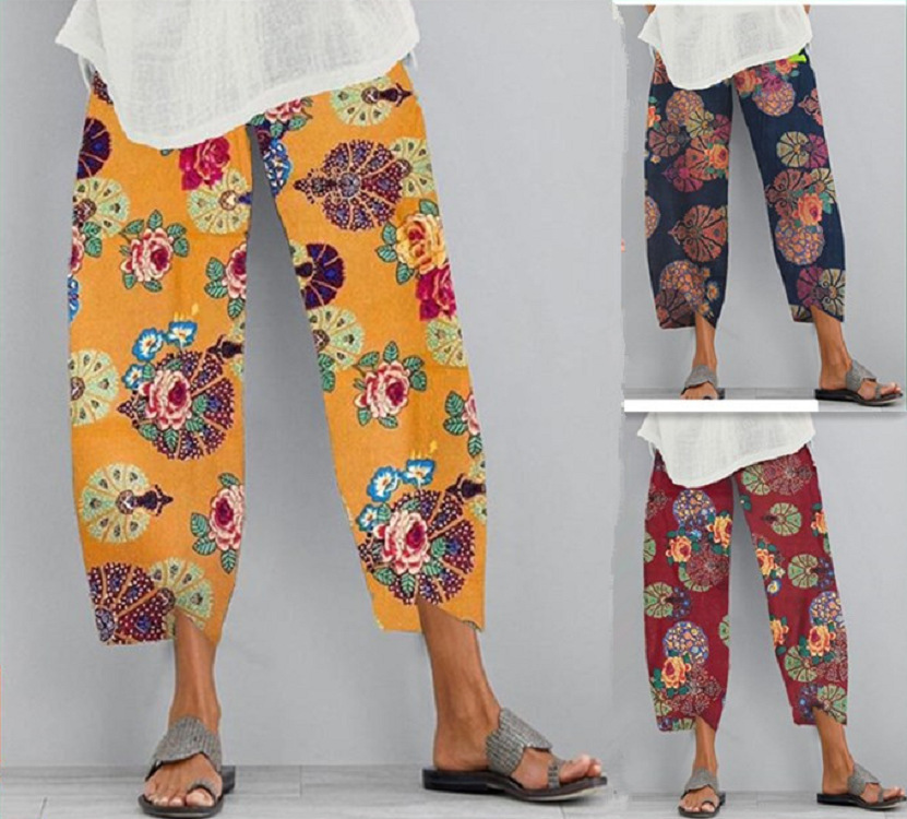 Women's Printed Casual Elastic Women's Trousers