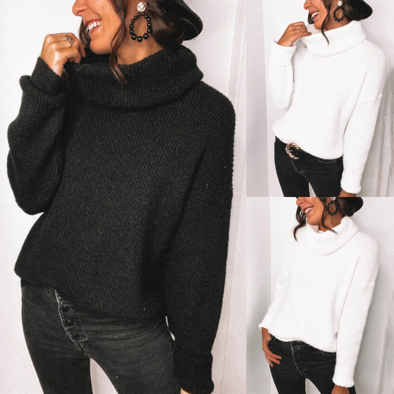 European And American Solid Color Turtleneck Long Sleeve Sweater