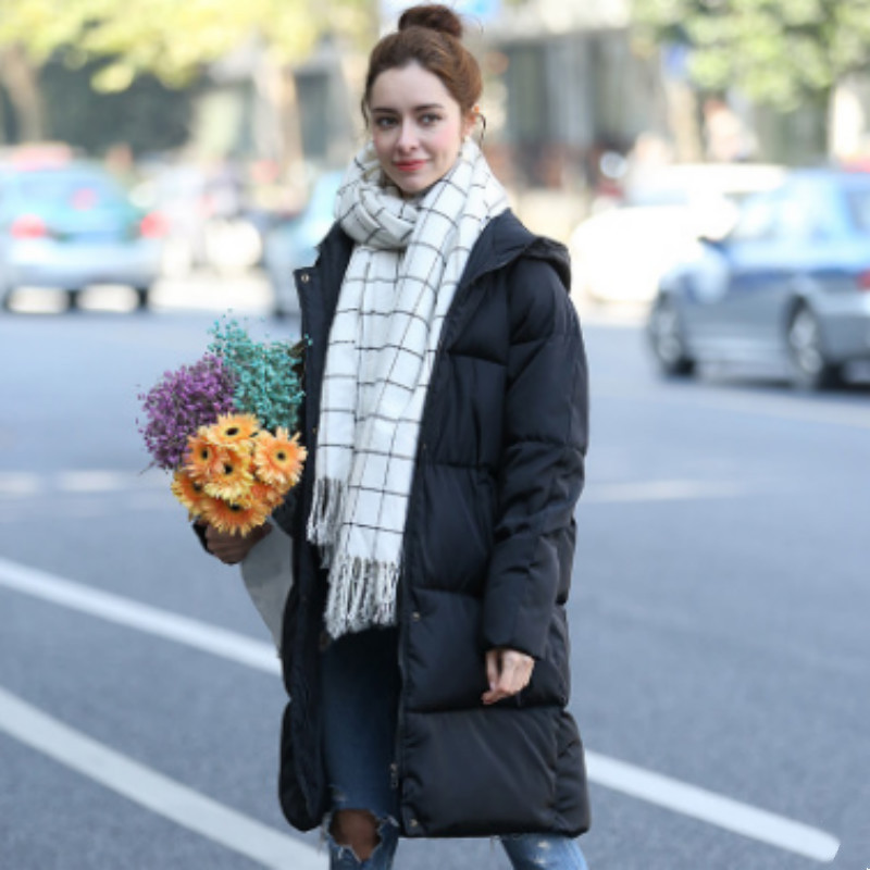 Mid-Length Cotton Hooded Down Cotton Loose Padded Bread Coat Quilted Jacket