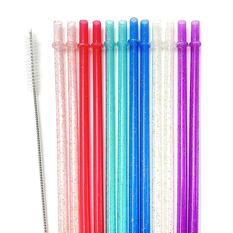 Reusable Double Thick Hard Straw Gold Powder Color Band