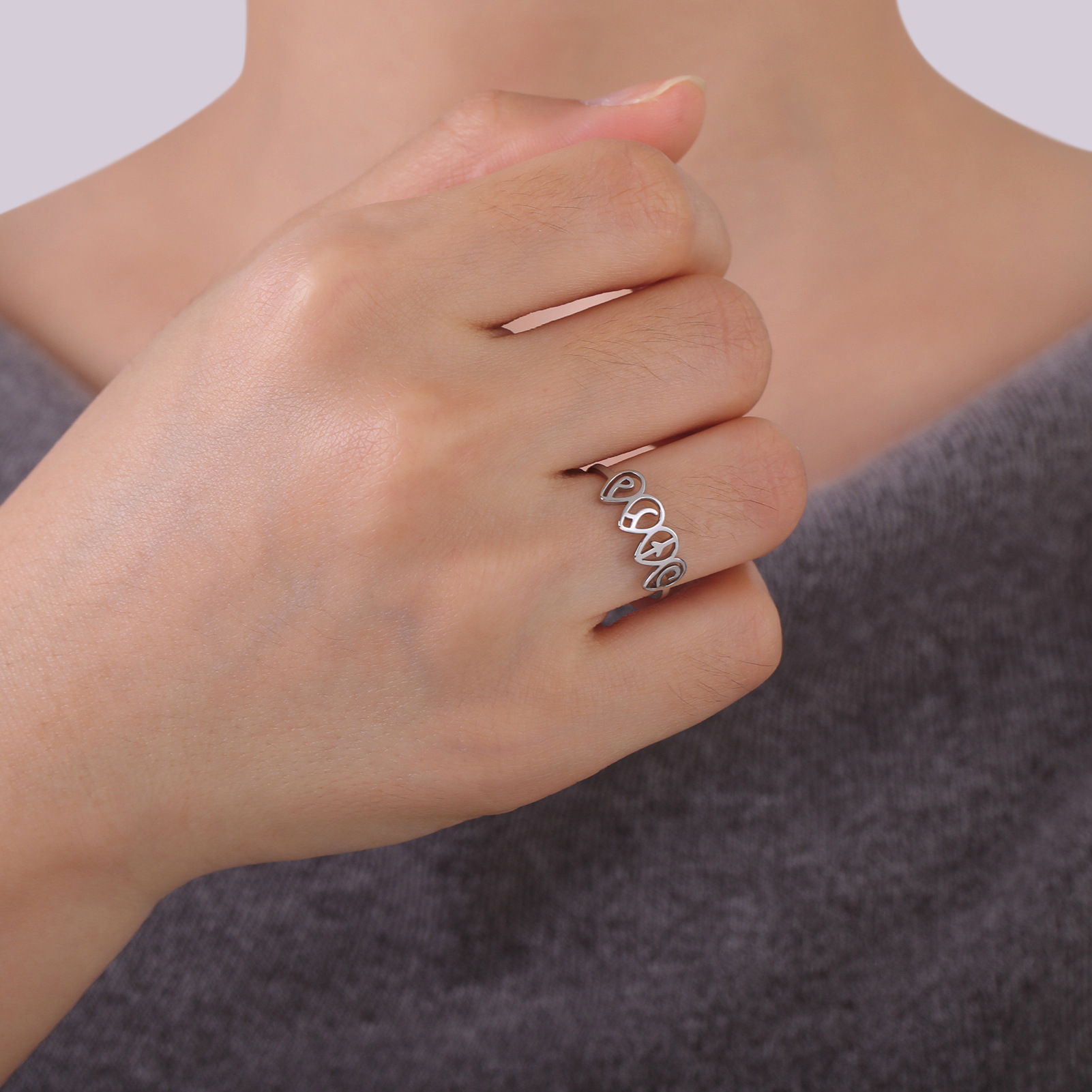 Air Women's Earth Water Fire Planet Element Jewelry Stainless Steel Ring