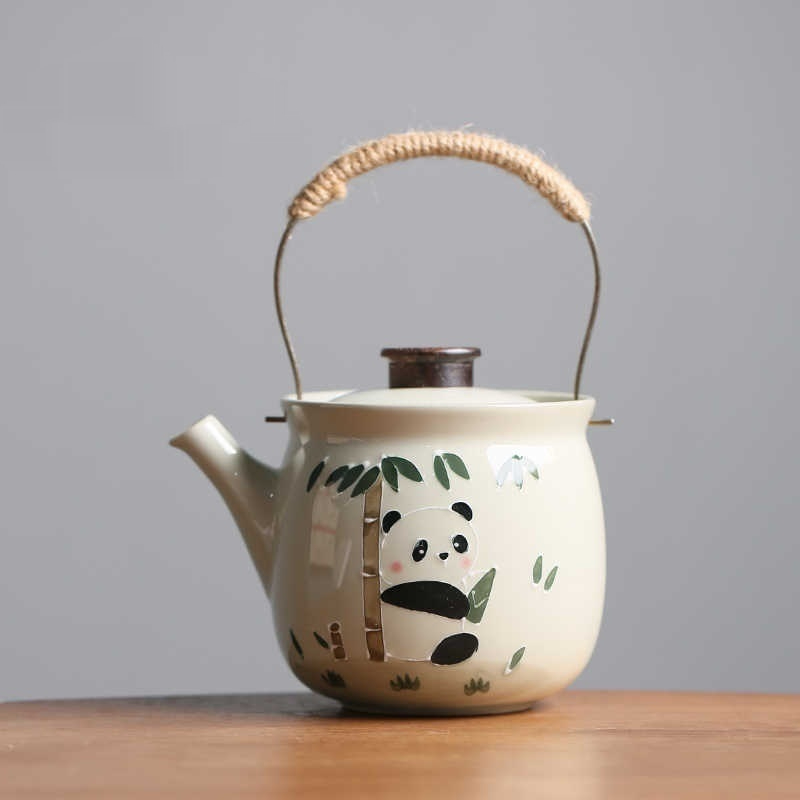 Hand Painted Panda Loop-handled Teapot Large Teapot Kung Fu Tea Set