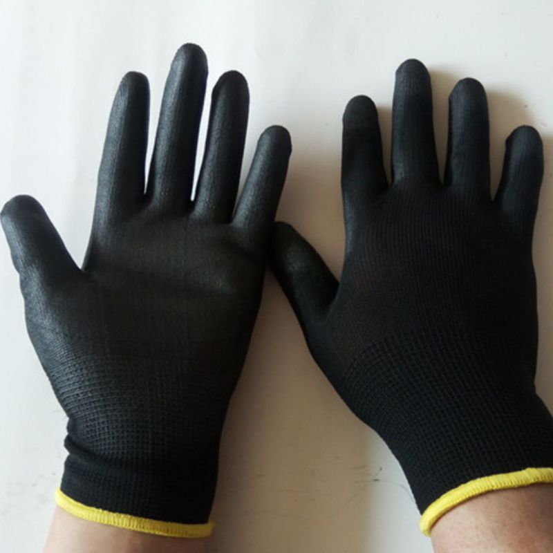 Black Nylon PU Coated Palm Dipped Gloves