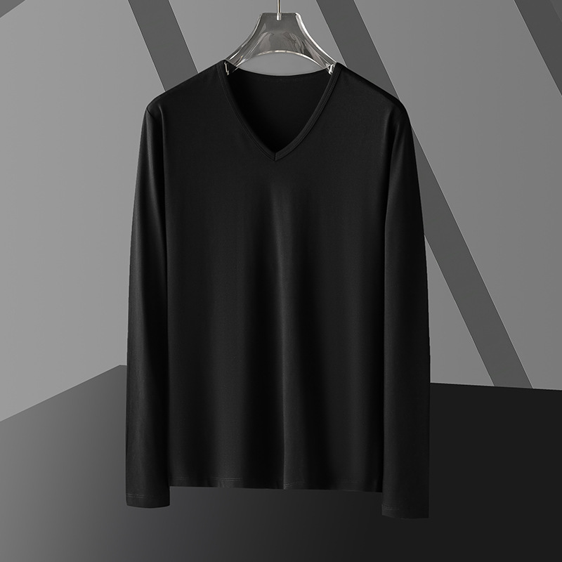 Long Sleeve Men's Fashion Wear Inner Bottoming Shirt Tight-fitting Solid Color Top