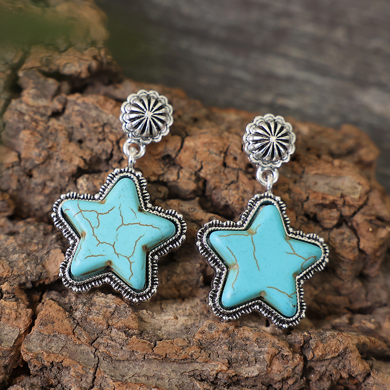 Creative Turquoise Five-pointed Star New Earrings