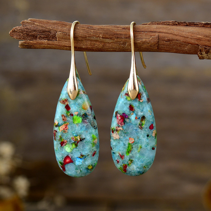 New Bohemian Emperor Stone Water Drop Earrings