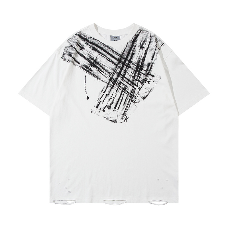 Fashion Painting Dirty T-shirt Short Sleeve Men
