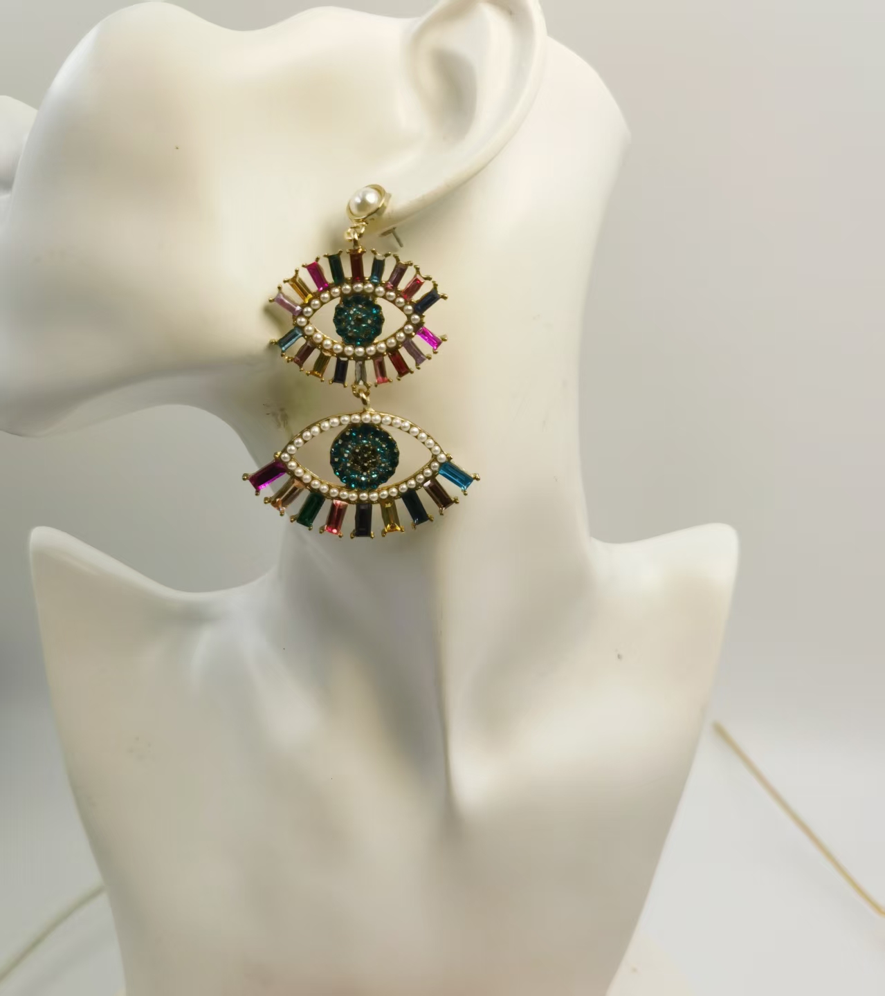 Divine Eye Gold-Tone Drop Earrings With Cubic Zirconia
