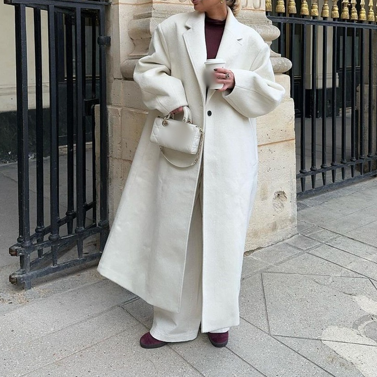 Long Woolen Coat Outerwear European And American Style