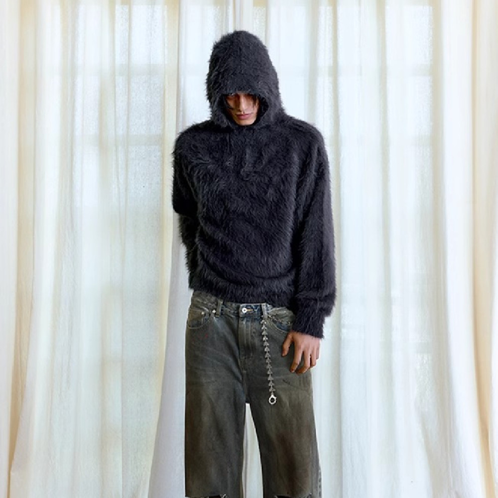 Fashion Men's Loose Plush Knitted Sweater Top