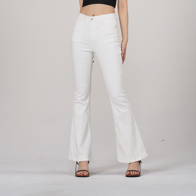 White Horseshoe Pants Women's High Waist Slim Fit
