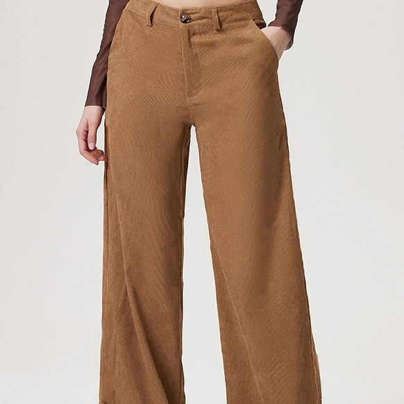 Women's Retro Straight Wide Leg Corduroy Trousers