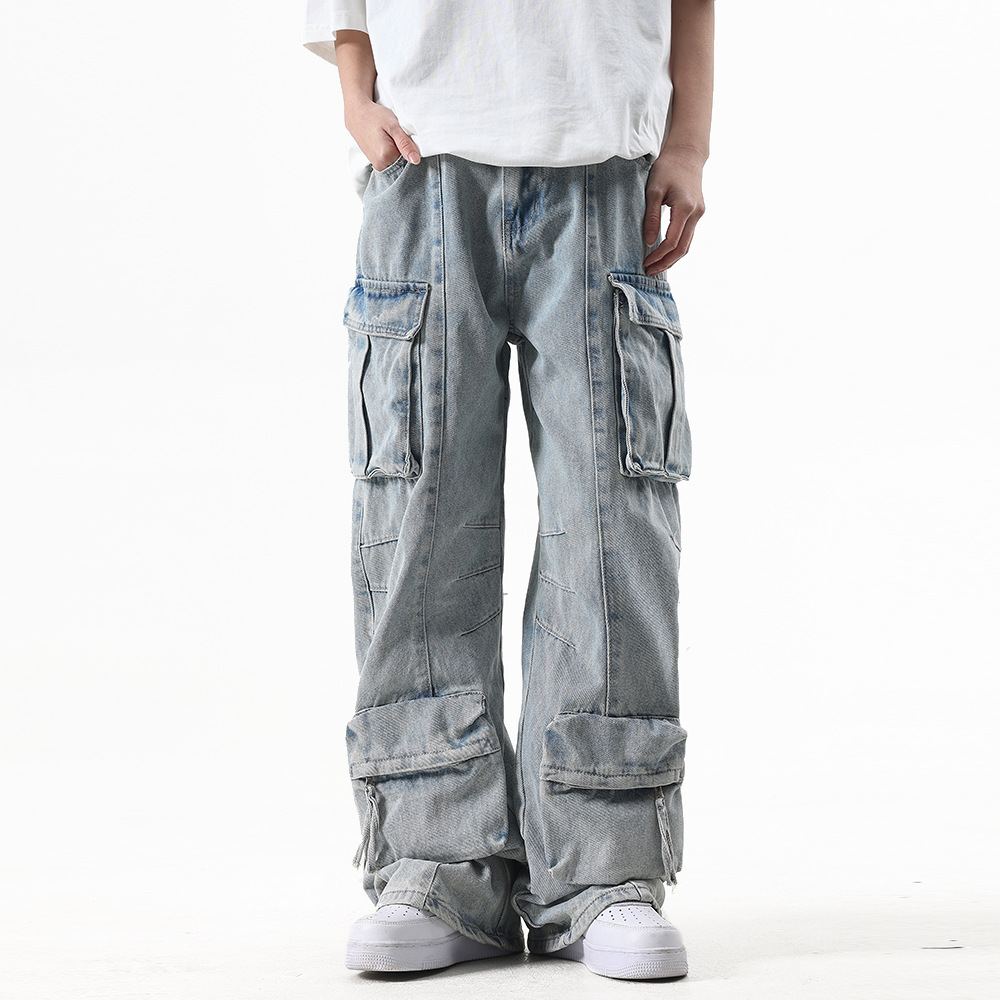 Multi-Pocket Workwear Jeans For Men And Women