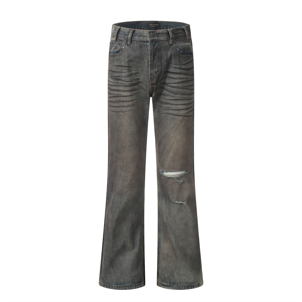 Fashion Holes Dirty Denim Trousers For Men