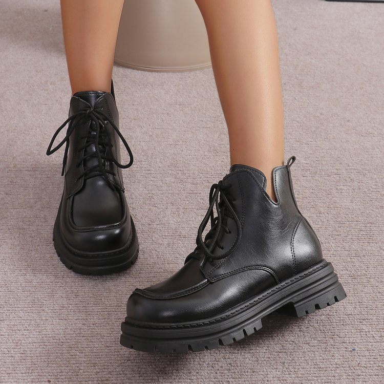 New Platform Cross Strap Solid Color Women's Boots