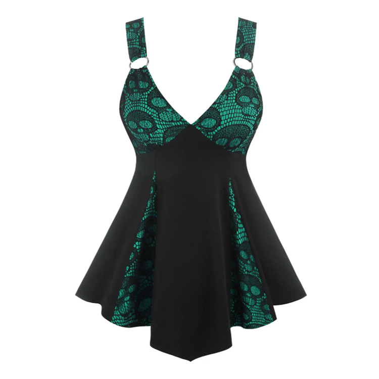 Gothic Punk Style Lace Patchwork Tie Up Dress