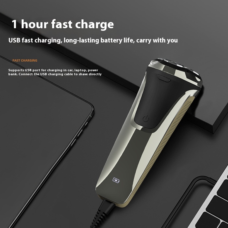 Floating 4D Three Cutter Head Rechargeable Shaver Digital Display Electric Shaver