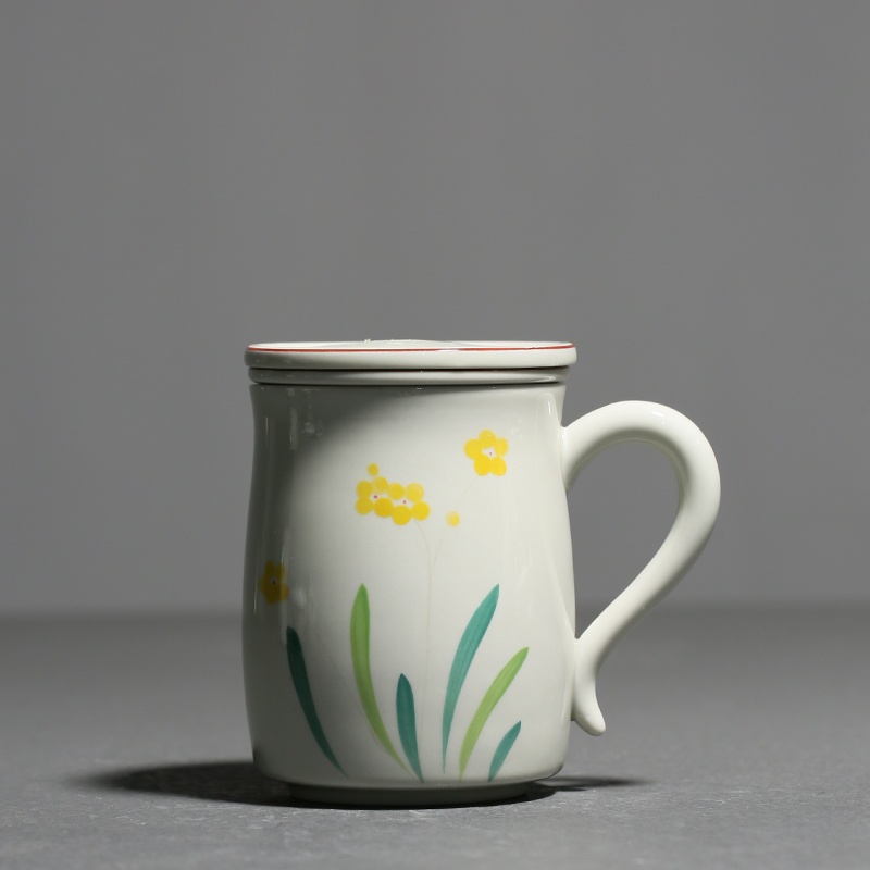 Hand Painted Lotus Underglaze Color Cup Ceramic