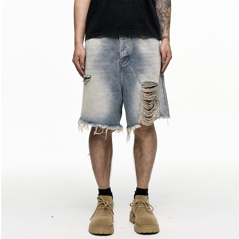 Retro Washed Old Men's Baggy Denim Shorts
