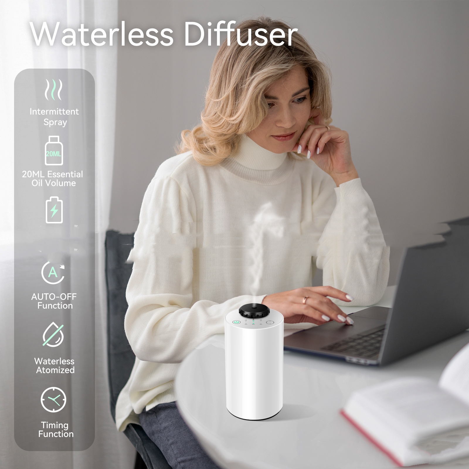Two-fluid Waterless Essential Oil Machine Cold Mist Aroma Diffuser Home Fragrance