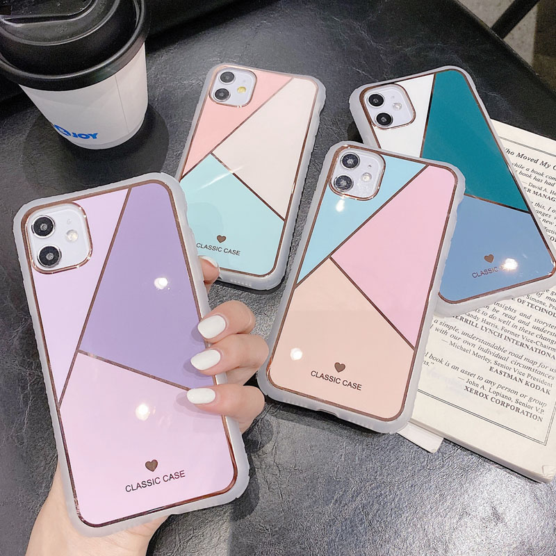 Geometric Marble Plating Splicing Phone Case