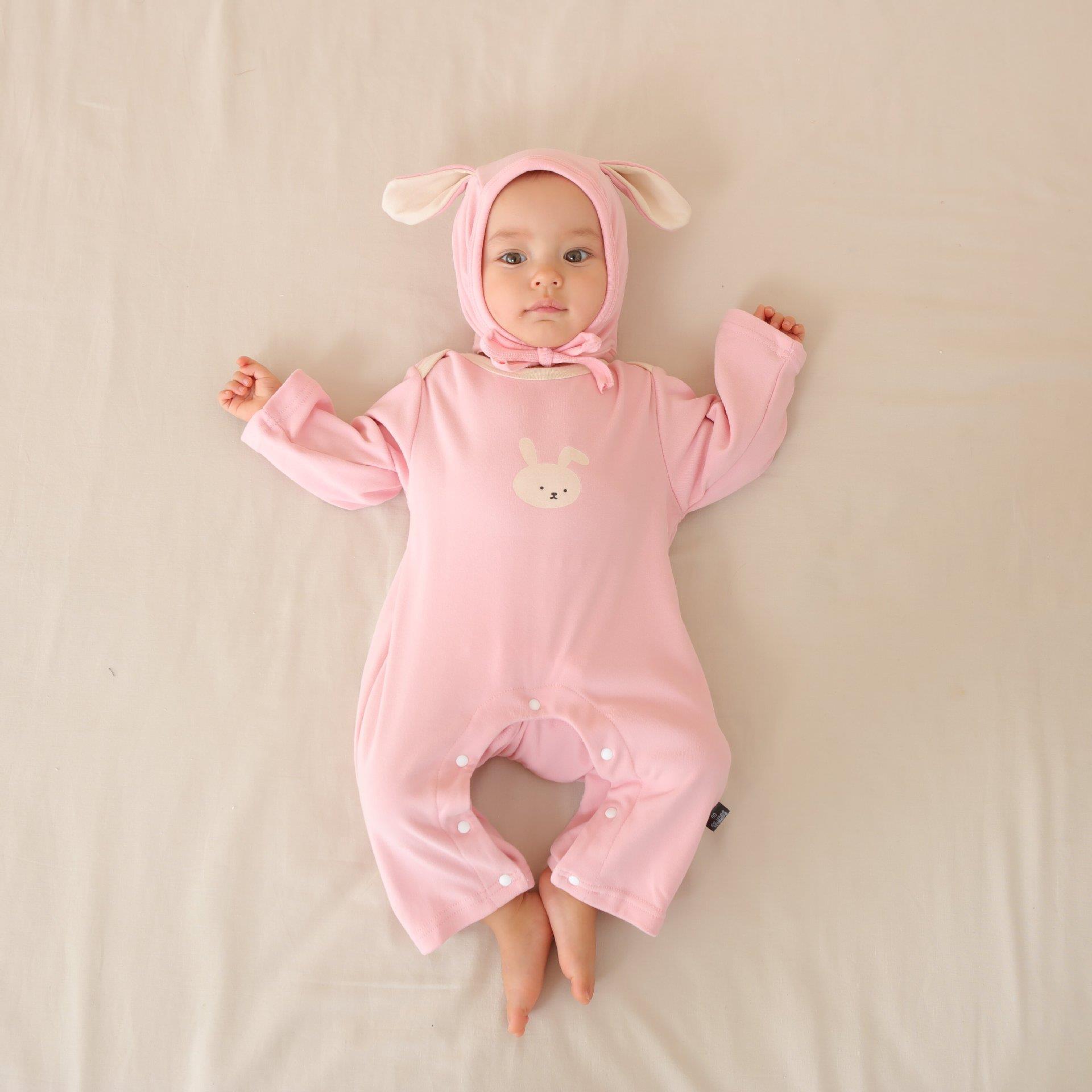Children's Dralon Jumpsuit Hat Two-piece Set Infant Warm Rompers