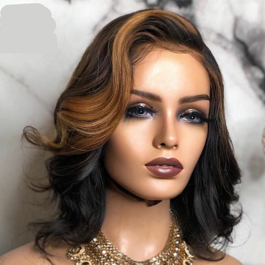 باروكات أوروبية وأمريكية، شعر مجعد قصير أسود وبني متوسط ​​النقطة