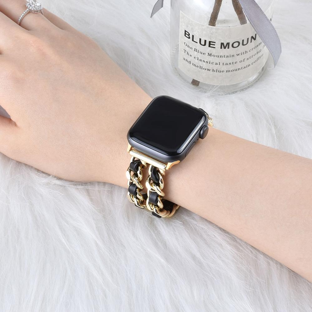 متوافق مع Apple، حزام كوبي لينك سوار IWatch من الجلد المعدني