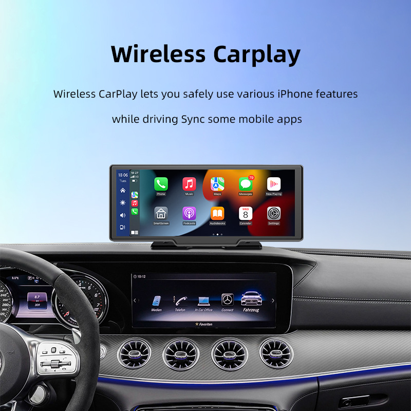 ملاحة 10.26 بوصة Carplay لاسلكي ومسجل سيارة