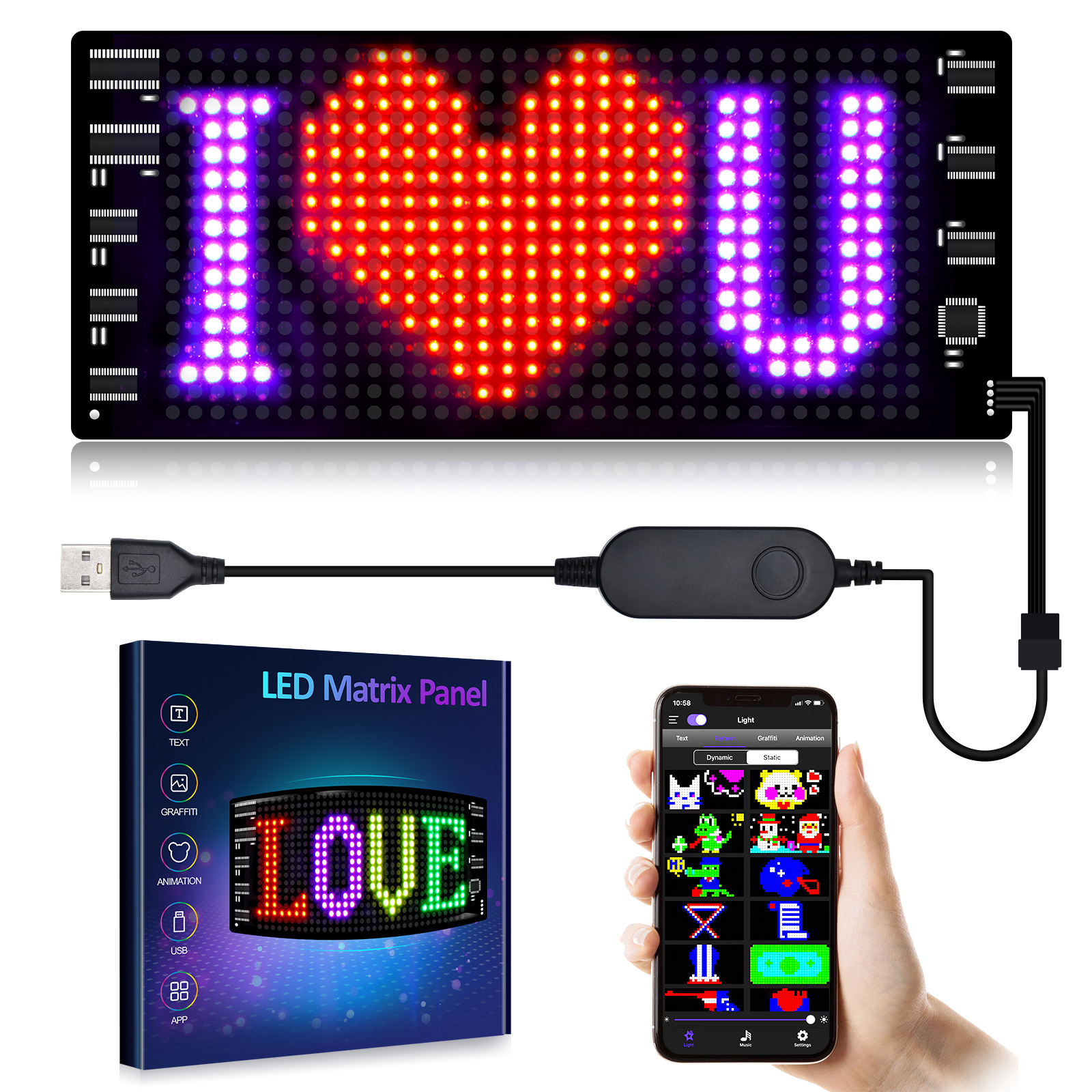 شاشة LED للسيارة قابلة للبرمجة، شاشة إعلانية LED كاملة الألوان، شاشة عرض رفيعة للغاية، نمط نص مخصص، عرض رسوم متحركة للسيارة