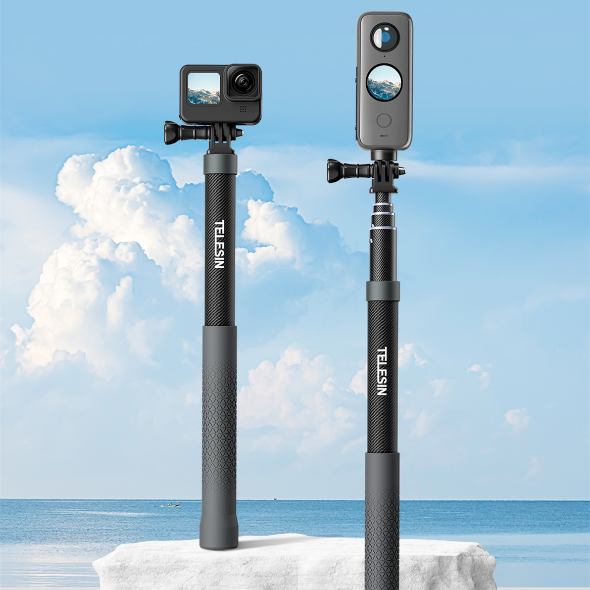 عصا سيلفي من ألياف الكربون GoPro12 M Insta360 ملحقات قضيب تمديد الكاميرا البانورامية